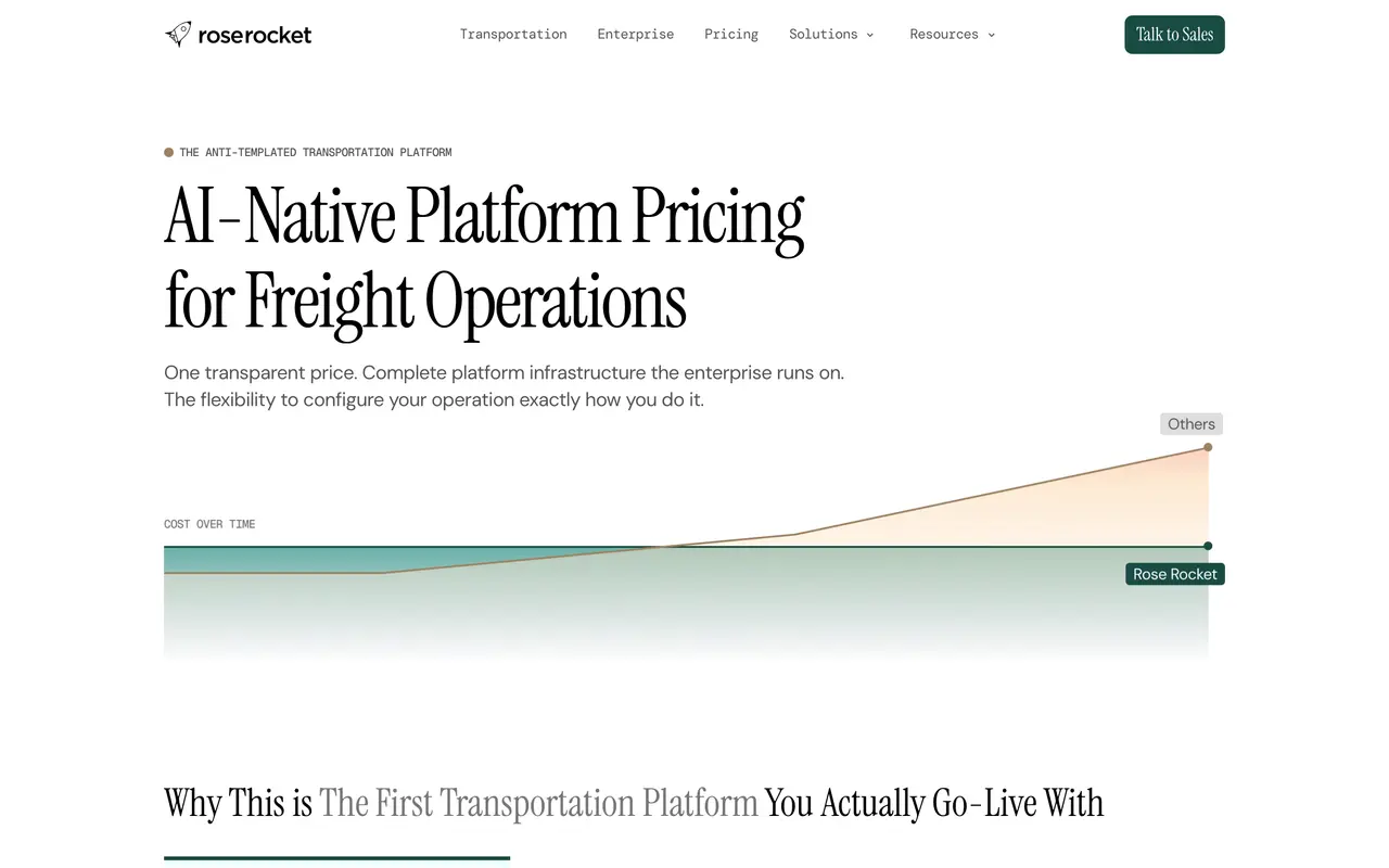 Rose Rocket pricing page - Logistics SaaS pricing tiers and plans