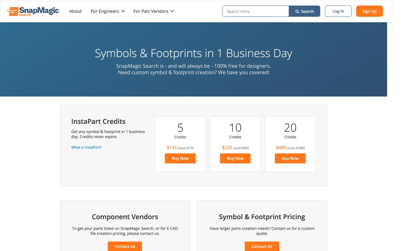 ⚡ SnapEDA pricing page - Design & Creative SaaS pricing tiers and plans