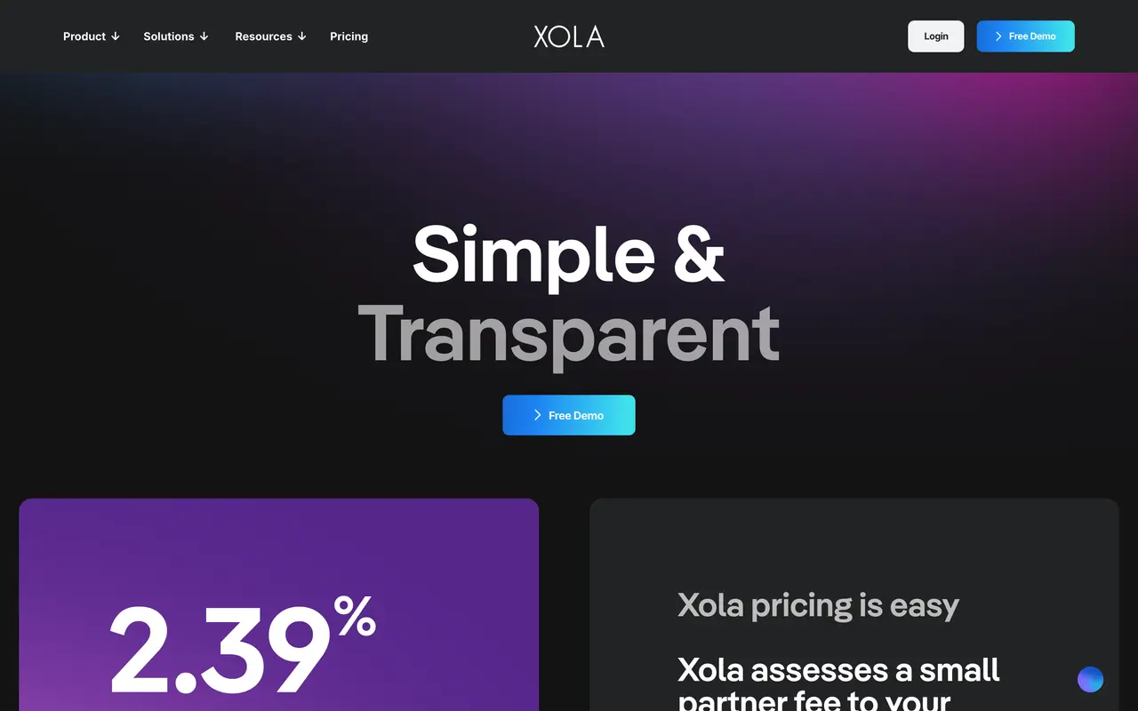 Xola pricing page - Booking SaaS pricing tiers and plans