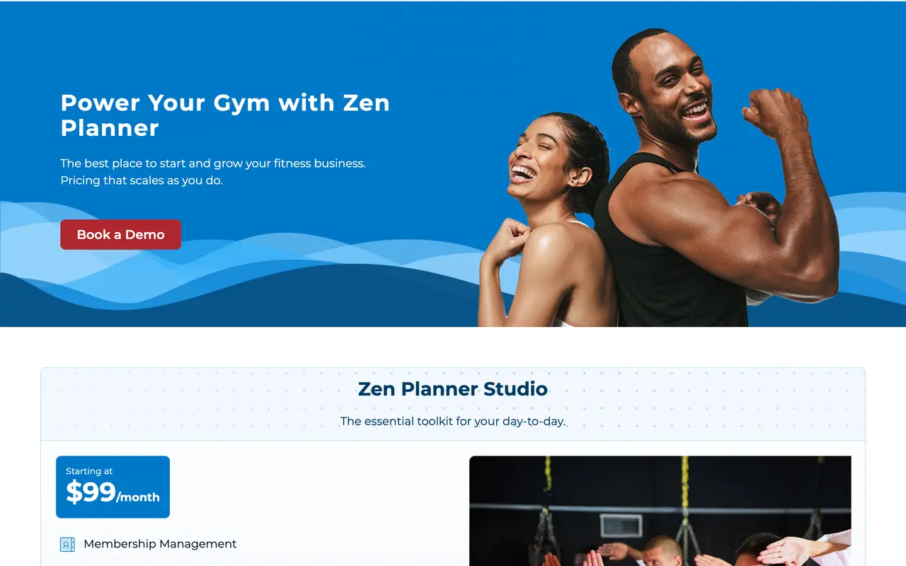 Zen Planner pricing page - Fitness SaaS pricing tiers and plans